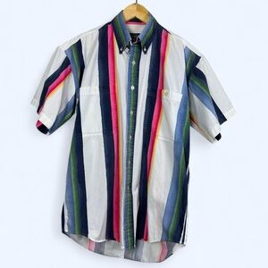 Men's Short-Sleeve Button-Down Shirt in Multi-Stripe